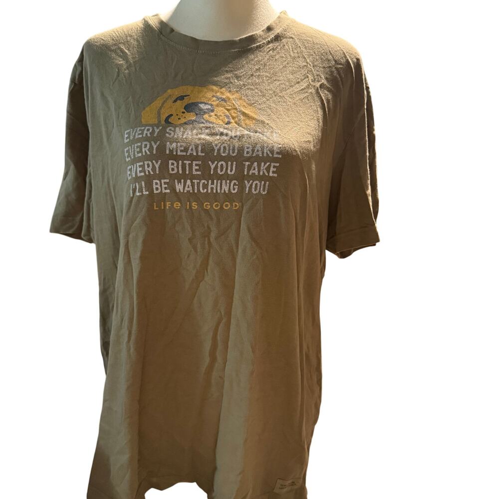 Life Is Good "Every Snack You Make" Dog Graphic Tee, Olive Green, Size Large View 2